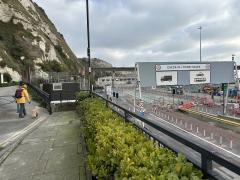 And then up past the ferry terminal, under the white cliffs